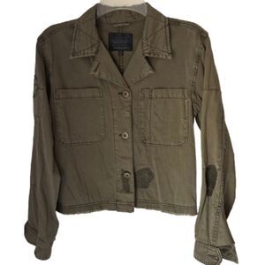 Sanctuary Army Green Utility Jacket XS 3-Button Distressed Lightweight